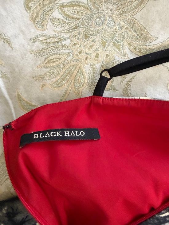 Black Halo Black, White & Red Printed Spaghetti-Strap Mini Dress - Picture 5 of 6